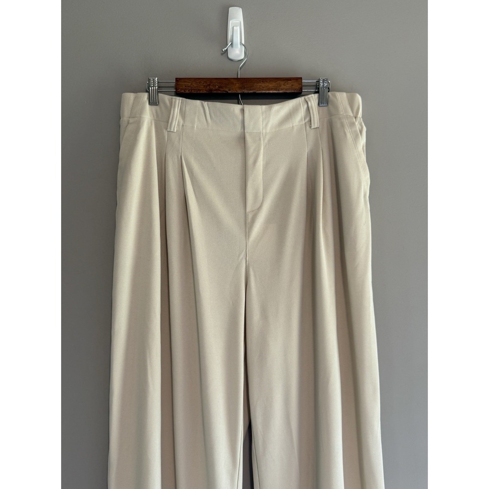 Halara Wide Leg Waffle Work Trousers High Waist Dress Work Pants XXL Cream 1X - Picture 7 of 16